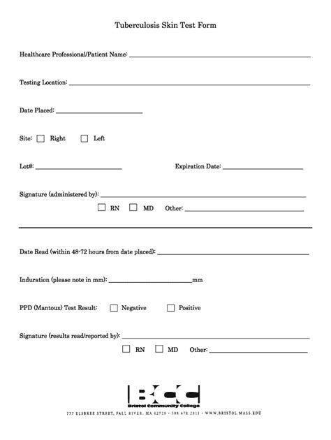 Generic Printable Tb Test Form